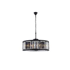 Chelsea 10 light Matte Black Chandelier Silver Shade (Grey) Royal Cut Crystal