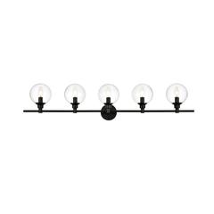 Jaelynn 5 light Black and Clear Bath Sconce