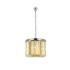 Sydney 6 light polished nickel Pendant Golden Teak (Smoky) Royal Cut Crystal