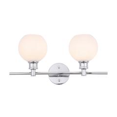 Collier 2 light Chrome and Frosted white glass Wall sconce