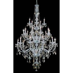 Verona 25 light Chrome Chandelier Golden Teak (Smoky) Royal Cut Crystal