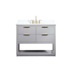 42 inch Single bathroom vanity in grey with backsplash
