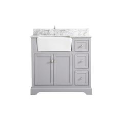 36 inch Single bathroom vanity in grey with backsplash