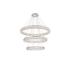 Monroe 41 inch LED triple ring chandelier in chrome