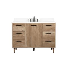 48 inch Single bathroom vanity in natural oak with backsplash
