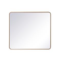 Soft corner metal rectangular mirror 36x40 inch in Brass