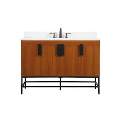 48 Inch Single Bathroom Vanity In Teak With Backsplash