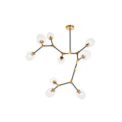 Cavoli 9 light in Light Antique Brass and Flat Black Pendant