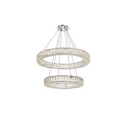 Monroe 28 inch LED double ring chandelier in chrome