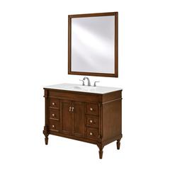 42 inch Single Bathroom vanity in Walnut with ivory white engineered marble
