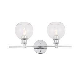 Collier 2 light Chrome and Clear glass Wall sconce