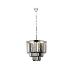 Sydney 9 light polished nickel Chandelier Silver Shade (Grey) Royal Cut Crystal