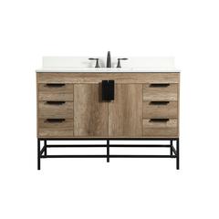 48 inch Single bathroom vanity in natural oak with backsplash