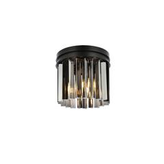 Sydney 3 light Matte Black Flush Mount Silver Shade (Grey) Royal Cut Crystal