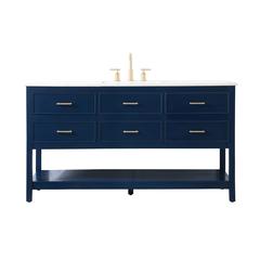 60 inch Single bathroom vanity in blue