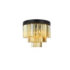 Sydney 9 light Matte Black Flush Mount Golden Teak (Smoky) Royal Cut Crystal