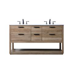 60 Inch Double Bathroom Vanity In Natural Oak