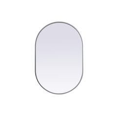 Metal Frame Oval Mirror 24x36 Inch in Silver