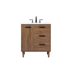 30 inch Single bathroom vanity in walnut brown