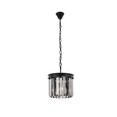 Sydney 3 light Matte Black Pendant Silver Shade (Grey) Royal Cut Crystal