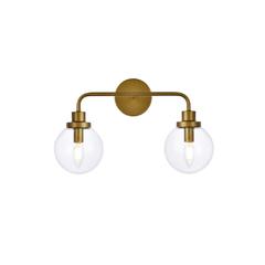 Hanson 2 lights bath sconce in brass with clear shade