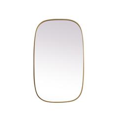 Metal Frame Oval Mirror 24x40 Inch in Brass
