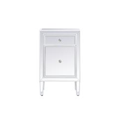 18 inch mirrored end table in white