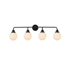 Hanson 4 lights bath sconce in black with frosted shade