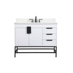 42 inch Single bathroom vanity in white with backsplash