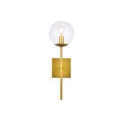 Neri 1 light brass and clear glass wall sconce