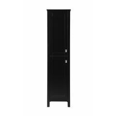 16 Inch Wide Bathroom Linen Storage Freestanding Cabinet In Black
