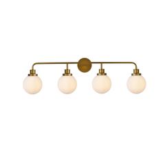 Hanson 4 lights bath sconce in brass with frosted shade