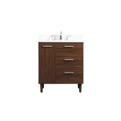 30 inch bathroom vanity in Walnut with backsplash