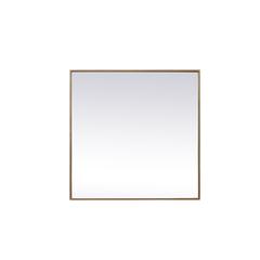 Metal Frame Square Mirror 30 inch in Brass