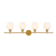 Gene 4 light Brass and Frosted white glass Wall sconce