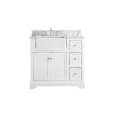 36 inch Single bathroom vanity in white with backsplash