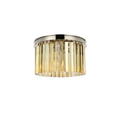 Sydney 3 light polished nickel Flush Mount Golden Teak (Smoky) Royal Cut Crystal