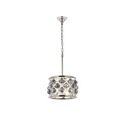 Madison 3 light polished Nickel Pendant Silver Shade (Grey) Royal Cut Crystal