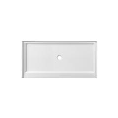 60x30 inch Single threshold shower tray center drain in glossy white