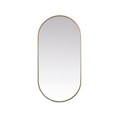 Metal Frame Oval Mirror 30x60 Inch in Brass
