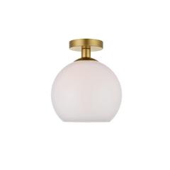 Baxter 1 Light Brass Flush Mount With Frosted White Glass