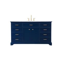 60 inch Single bathroom vanity in blue