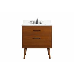 30 inch Single bathroom vanity in teak with backsplash