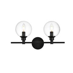 Jaelynn 2 light Black and Clear Bath Sconce