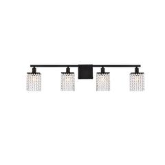 Phineas 4 lights bath sconce in black with clear crystals
