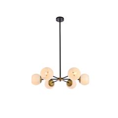Briggs 30 inch pendant in black and brass with white shade