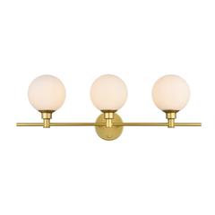 Cordelia 3 light Brass and frosted white Bath Sconce