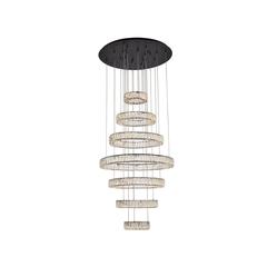 Monroe 34 inch LED seven ring chandelier in black