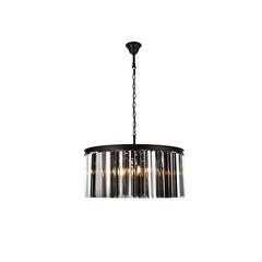 Sydney 8 light Matte Black Chandelier Silver Shade (Grey) Royal Cut Crystal