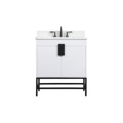 30 inch Single bathroom vanity in white with backsplash